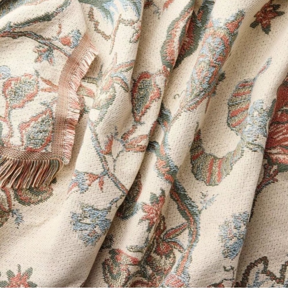 Studio McGee Floral Patterned Throw Blanket - Cream and Brown - Picture 2 of 3